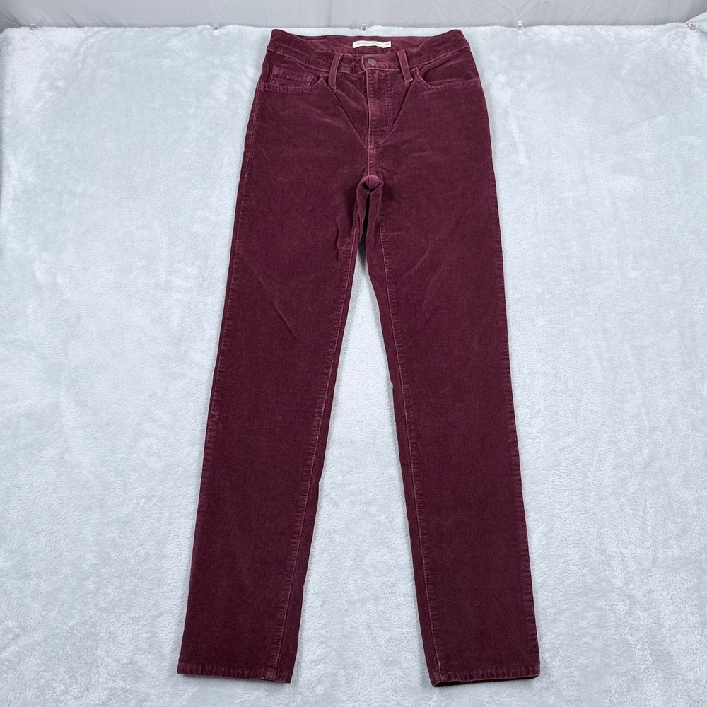Levi's 724 High Rise Straight Corduroy Pants Womens 26 Burgundy Stretch Jeans
